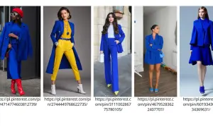 Eleganckie stylizacje w odcieniu **kolor chabrowy**. Garnitury, płaszcze i sukienki prezentują się niezwykle stylowo.